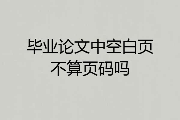 毕业论文中空白页不算页码吗