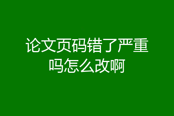 论文页码错了严重吗怎么改啊