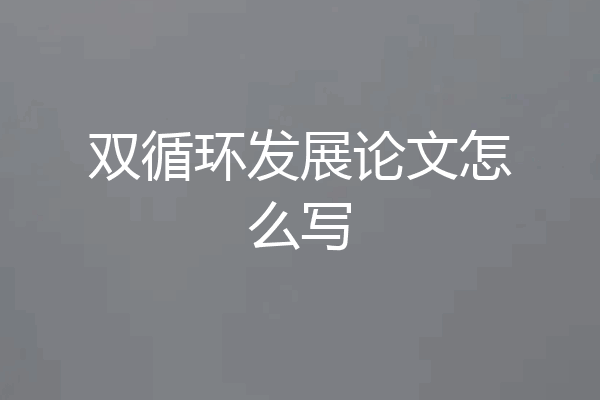 双循环发展论文怎么写