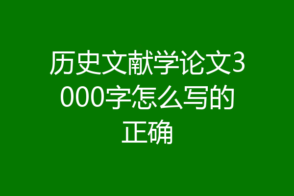 历史文献学论文3000字怎么写的正确