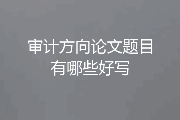 审计方向论文题目有哪些好写