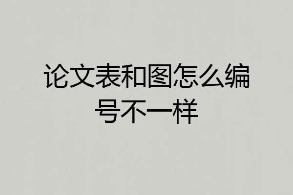 论文表和图怎么编号不一样