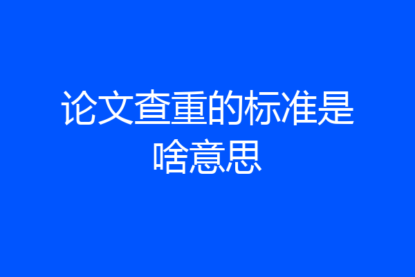 论文查重的标准是啥意思