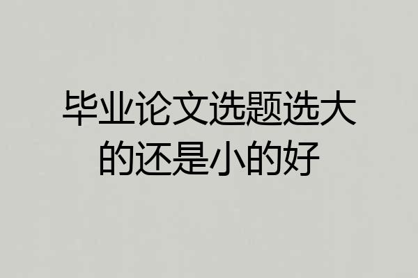 毕业论文选题选大的还是小的好