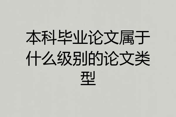 本科毕业论文属于什么级别的论文类型