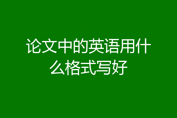 论文中的英语用什么格式写好