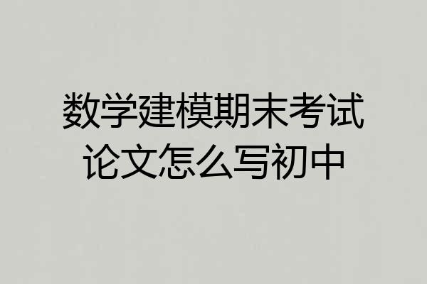 数学建模期末考试论文怎么写初中