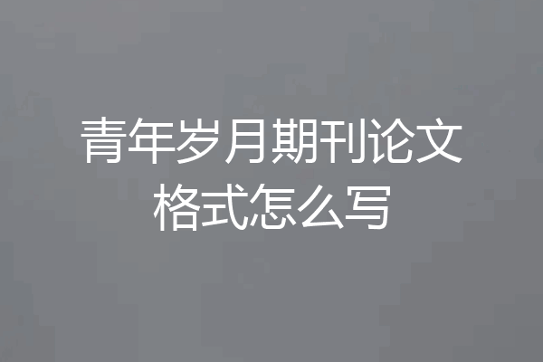青年岁月期刊论文格式怎么写