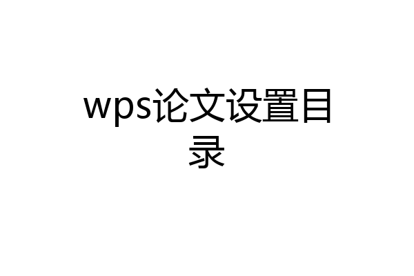 wps论文设置目录
