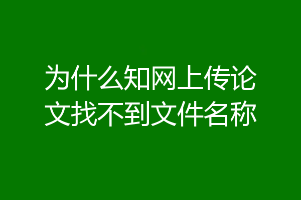 为什么知网上传论文找不到文件名称