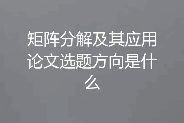 矩阵分解及其应用论文选题方向是什么
