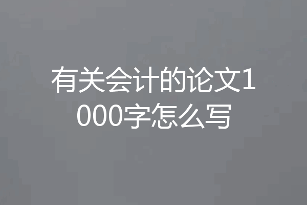 有关会计的论文1000字怎么写