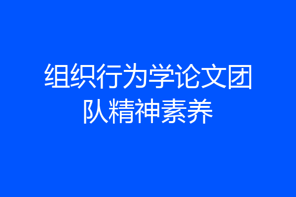 组织行为学论文团队精神素养
