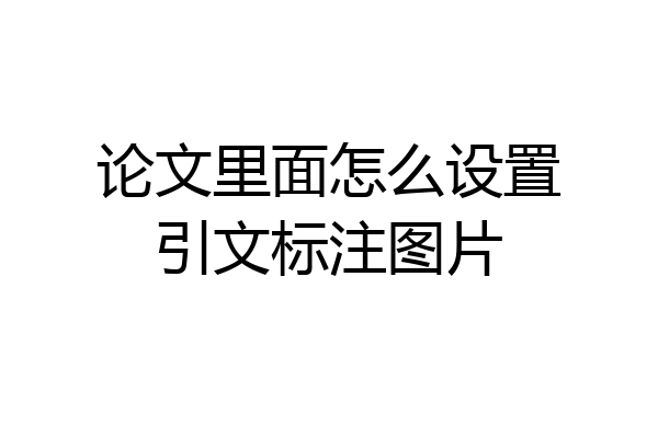 论文里面怎么设置引文标注图片
