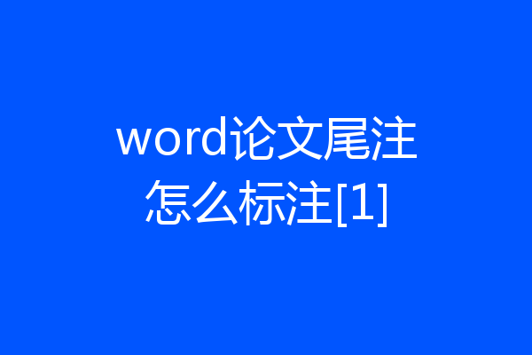 word论文尾注怎么标注[1]
