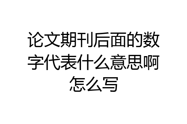 论文期刊后面的数字代表什么意思啊怎么写