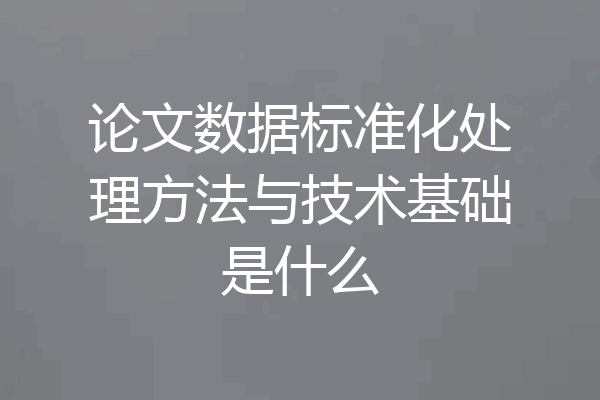 论文数据标准化处理方法与技术基础是什么
