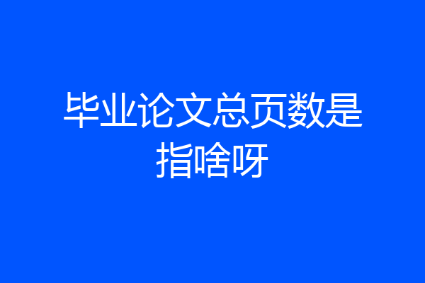 毕业论文总页数是指啥呀