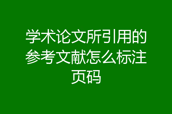 学术论文所引用的参考文献怎么标注页码