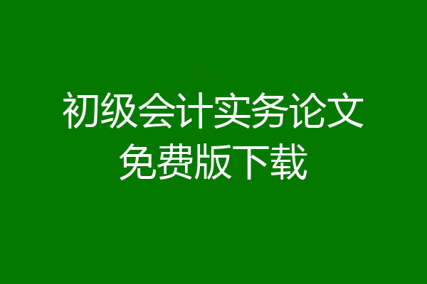 初级会计实务论文免费版下载