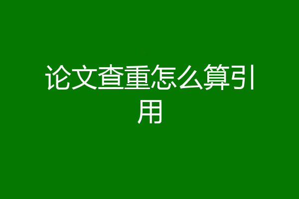 论文查重怎么算引用