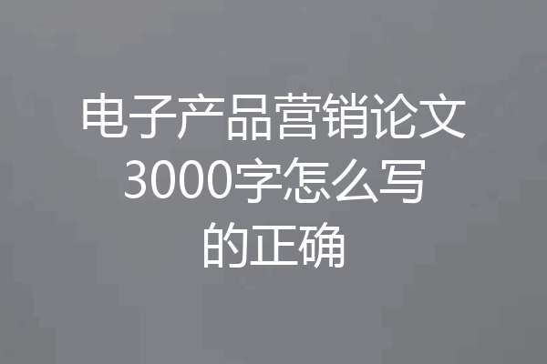 电子产品营销论文3000字怎么写的正确