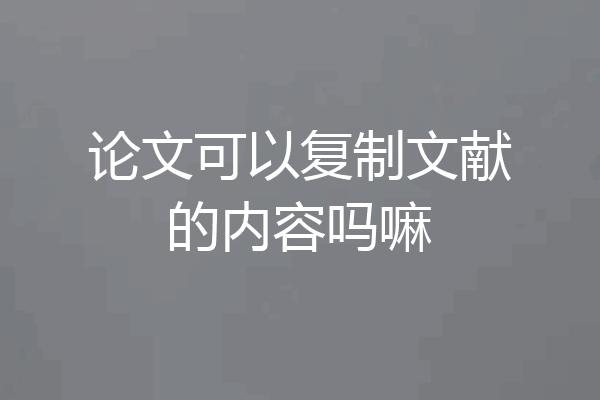 论文可以复制文献的内容吗嘛