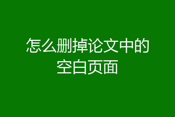 怎么删掉论文中的空白页面