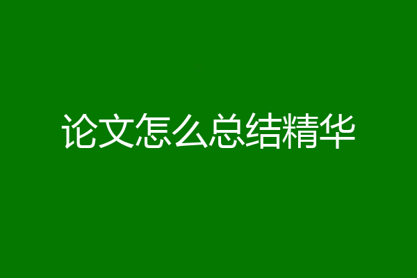 论文怎么总结精华
