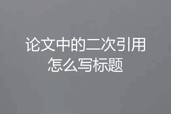 论文中的二次引用怎么写标题