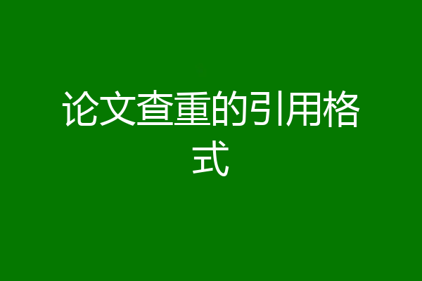 论文查重的引用格式