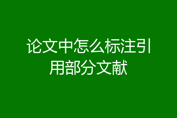 论文中怎么标注引用部分文献