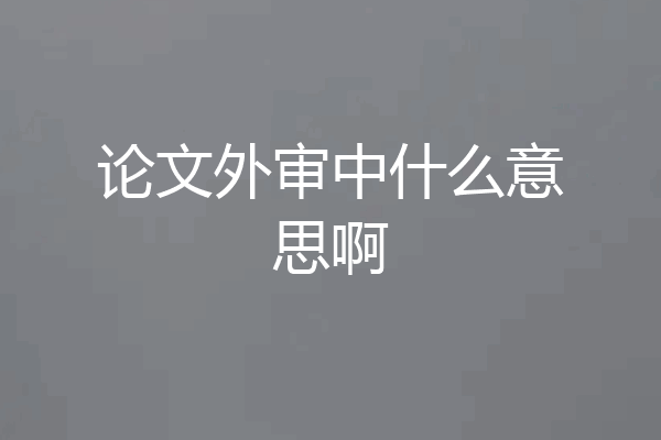 论文外审中什么意思啊