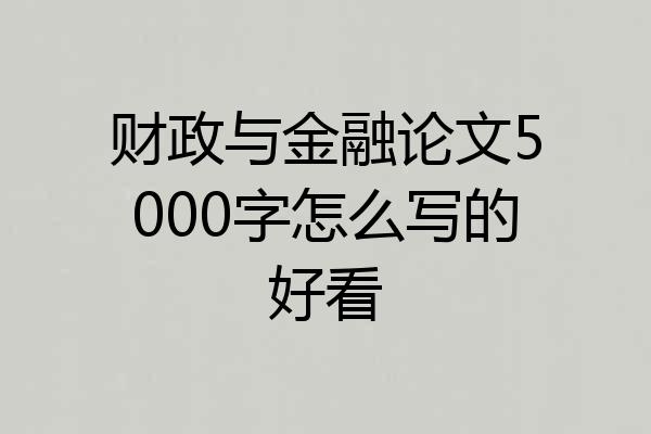 财政与金融论文5000字怎么写的好看