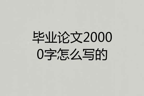 毕业论文20000字怎么写的