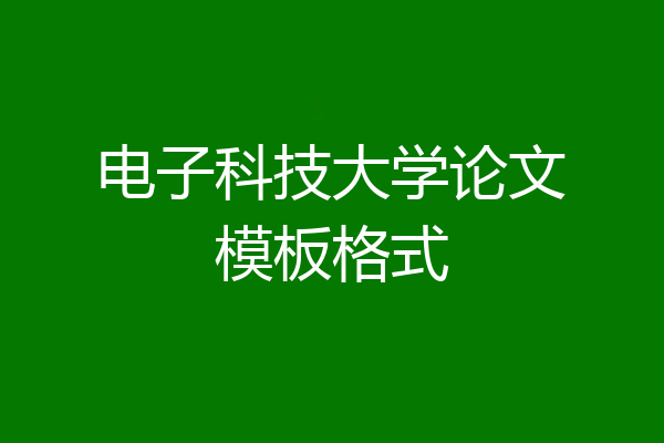 电子科技大学论文模板格式