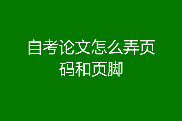 自考论文怎么弄页码和页脚