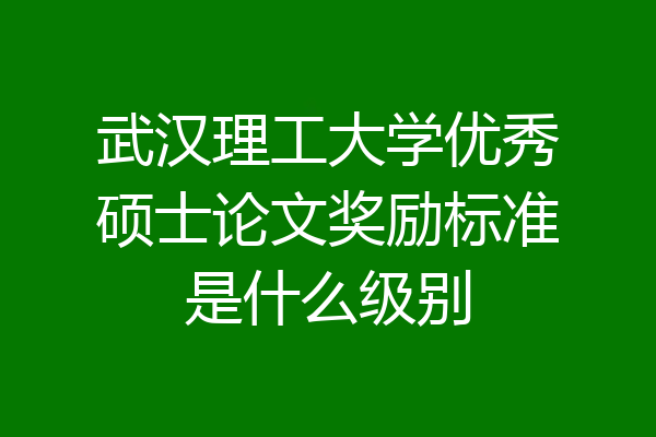 武汉理工大学优秀硕士论文奖励标准是什么级别
