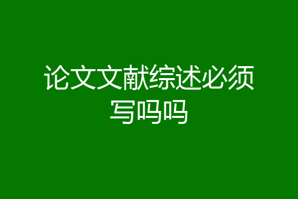 论文文献综述必须写吗吗