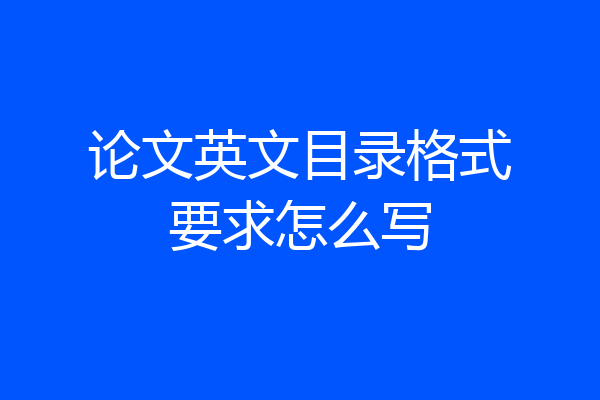 论文英文目录格式要求怎么写
