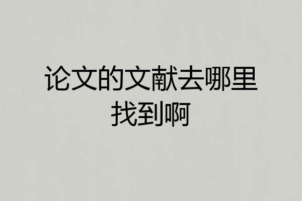 论文的文献去哪里找到啊