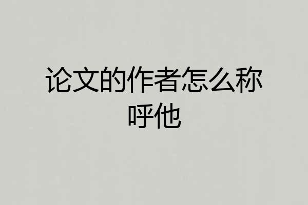 论文的作者怎么称呼他