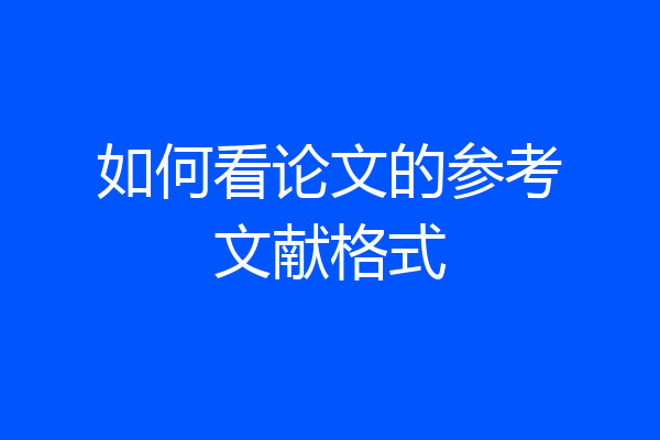 如何看论文的参考文献格式