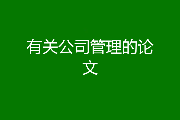 有关公司管理的论文