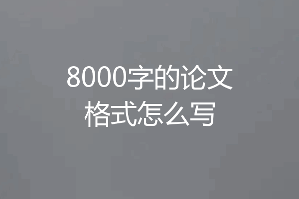 8000字的论文格式怎么写