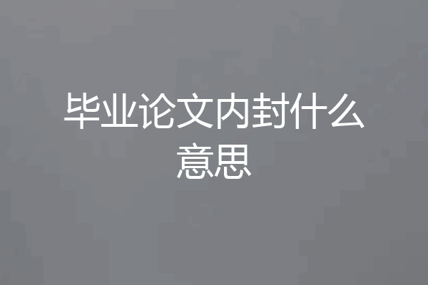 毕业论文内封什么意思