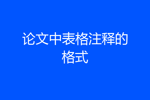 论文中表格注释的格式