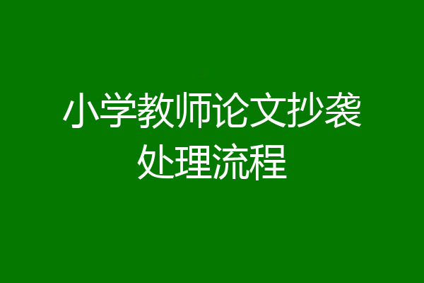 小学教师论文抄袭处理流程