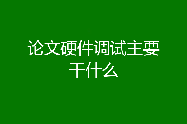 论文硬件调试主要干什么