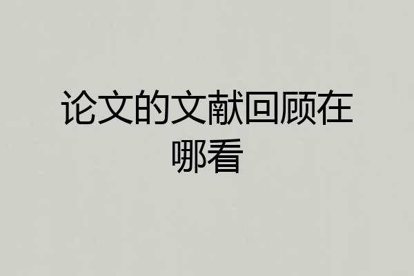 论文的文献回顾在哪看